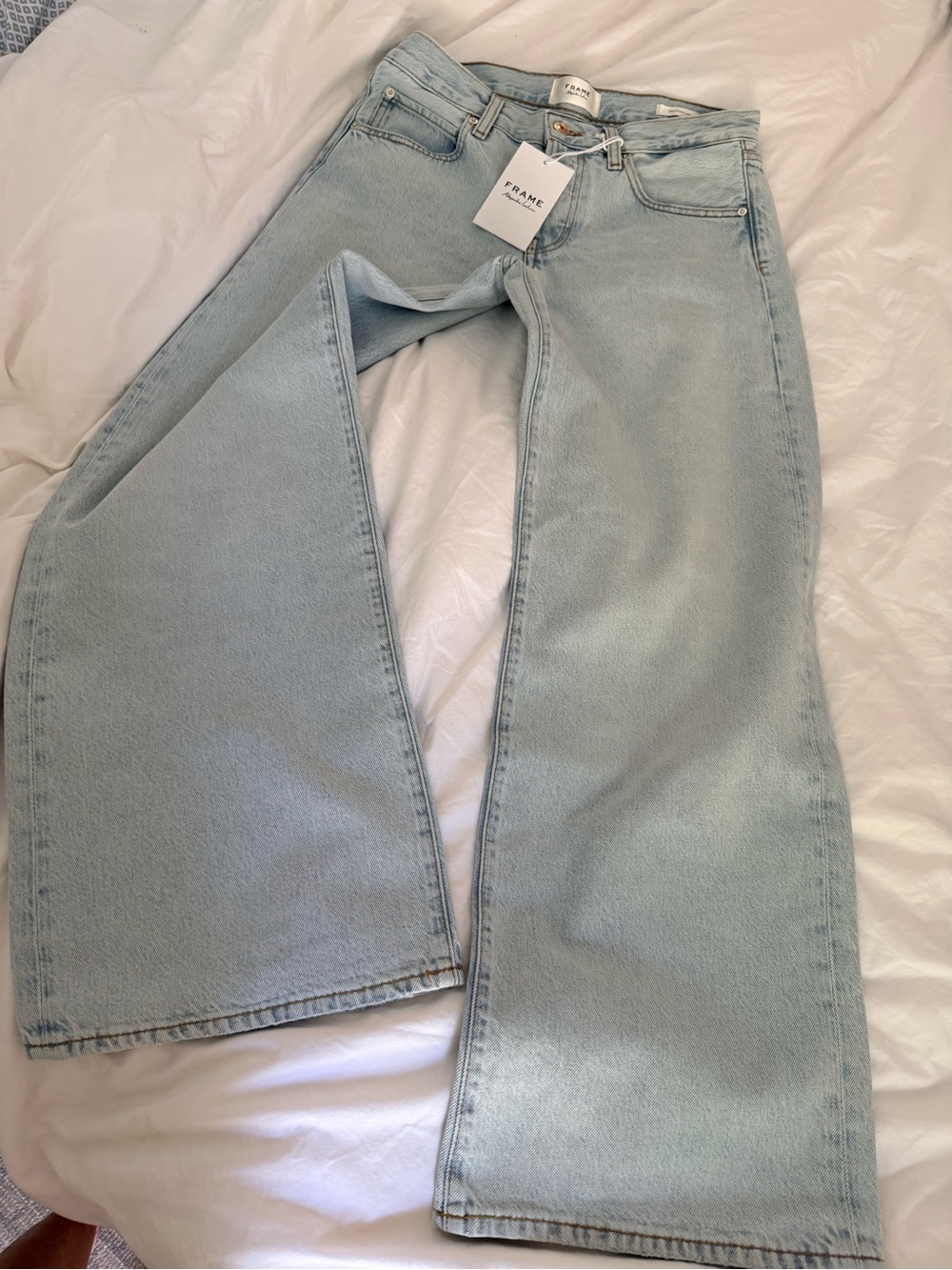 FRAME Denim Light Wash Wide Leg Jeans
